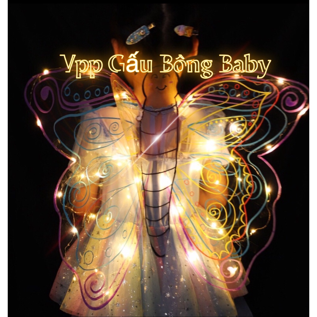 Đồ chơi cánh bướm cánh tiên phát sáng tự tô màu cho bé, hóa trang, cosplay trung thu Halloween