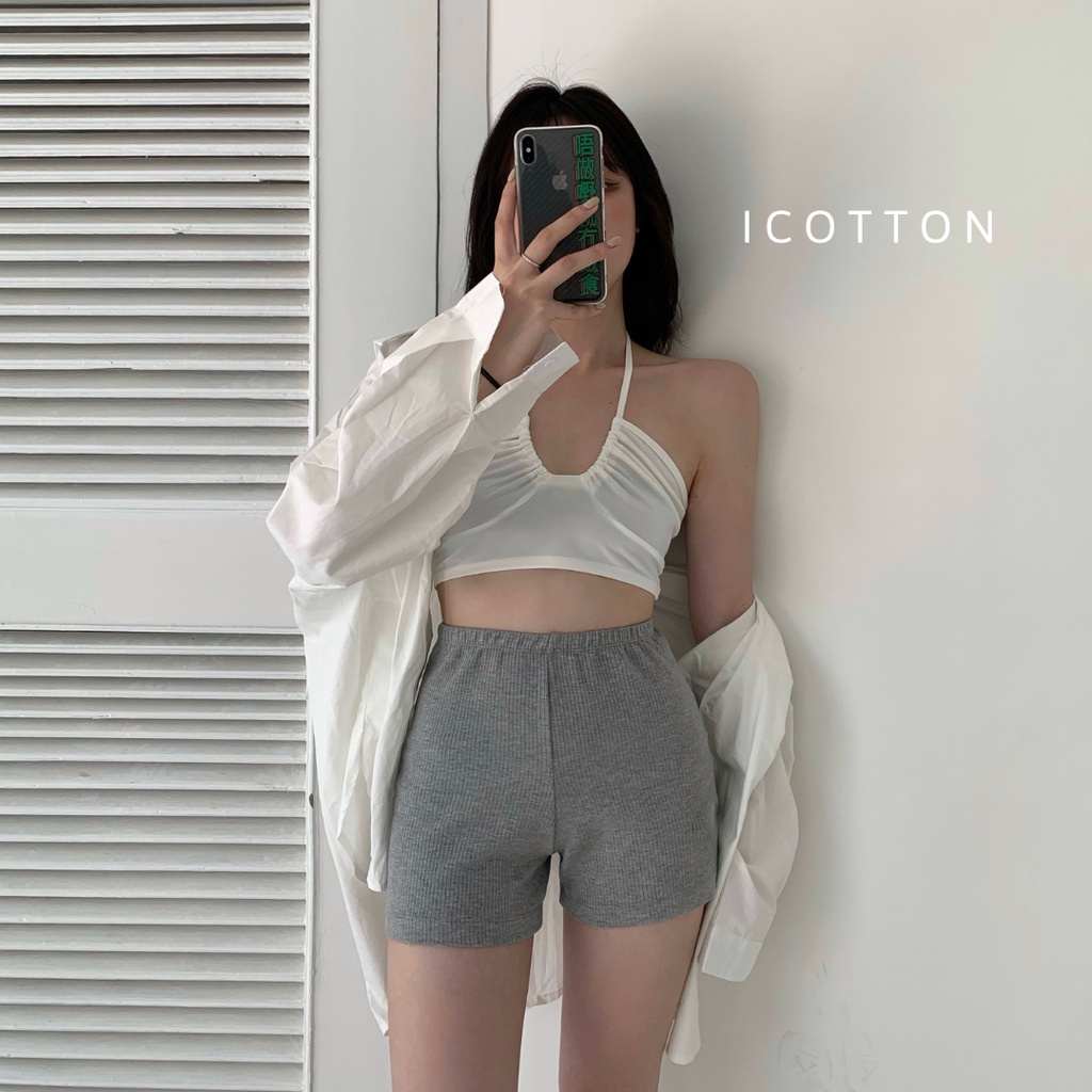 Quần legging đùi nữ ICOTTON quần đùi nữ ôm bó, chất liệu gân tăm co giãn tốt
