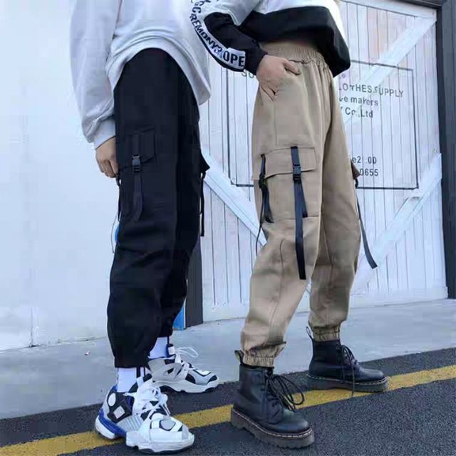 (Sẵn be S XL, đen L 2XL 4XL) 001 Quần Jogger túi hộp nam nữ boxpant ulzzang cá tính