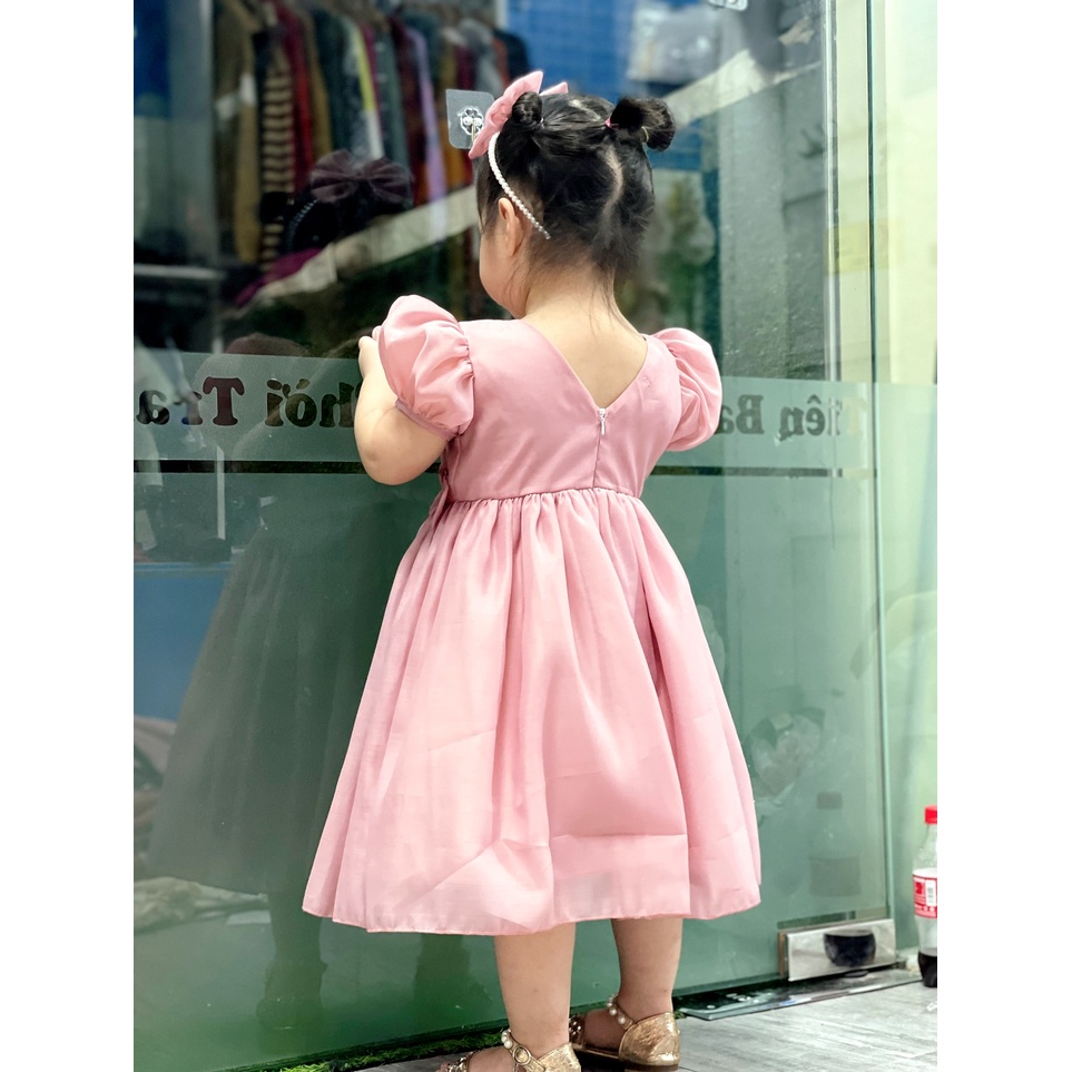 Đầm công chúa cho bé gái kèm bờm tóc chất liệu cao cấp ⚡𝗙𝗥𝗘𝗘𝗦𝗛𝗜𝗣⚡ Váy trẻ em màu hồng kiểu dáng bồng bềnh siêu xinh