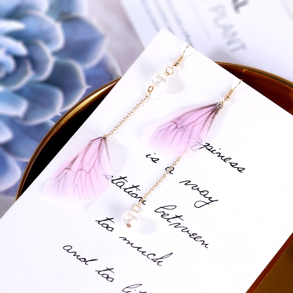 1 Đôi Bông Tai Dáng Dài Hình Cánh Bướm Phong Cách Hàn Quốc Cổ Điển