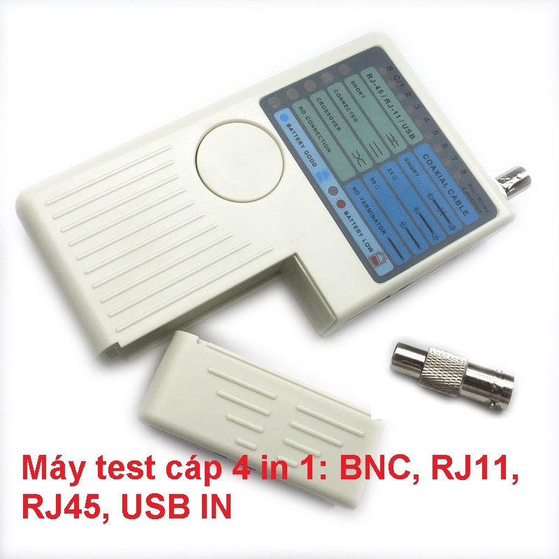 Máy kiểm tra đa chức năng 4 in 1 Đường dây mạng cáp đồng trục BNC Máy kiểm tra đường dây USB in, RJ11, RJ45