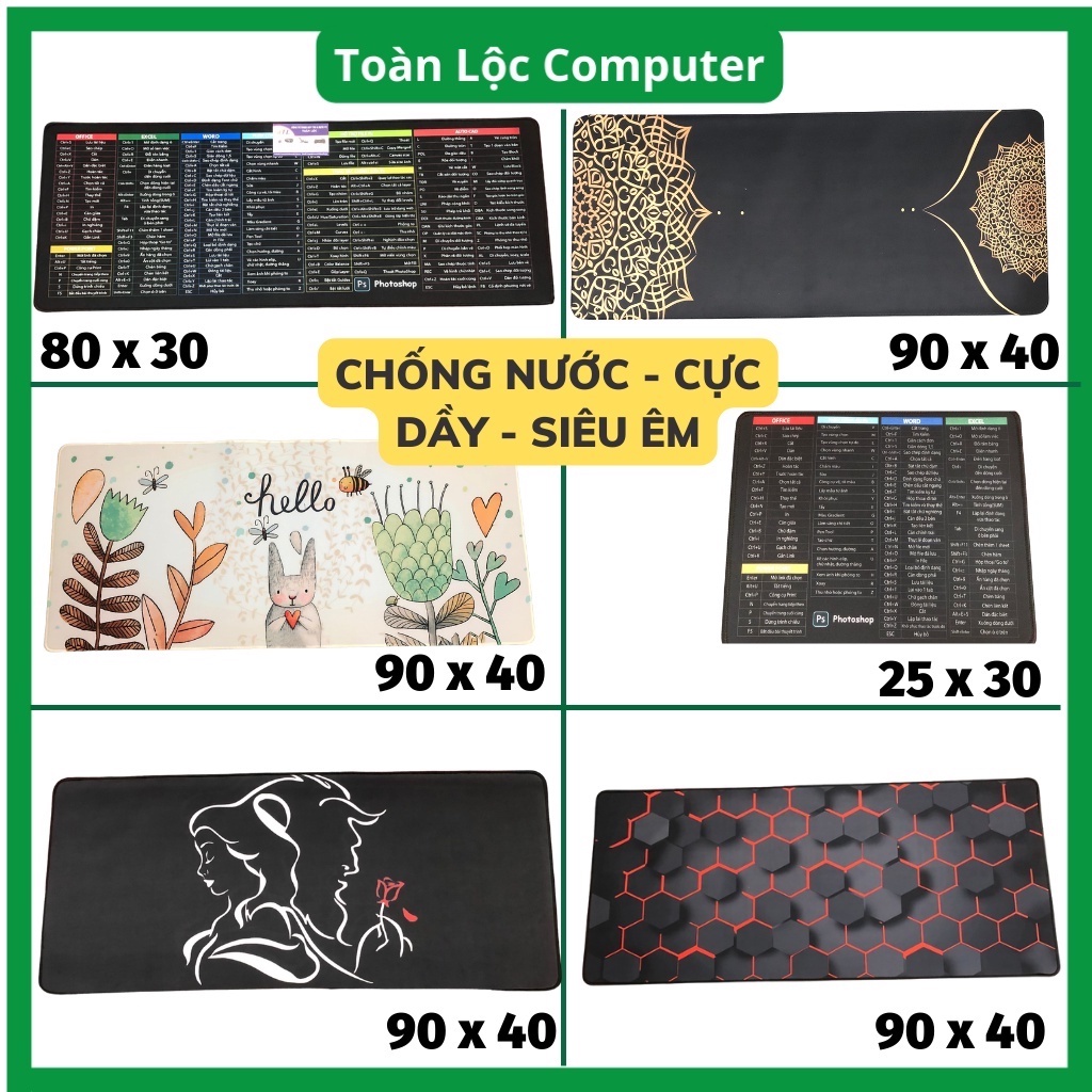 Lót chuột cỡ lớn miếng pad chuột Gaming văn phòng 80x30 90x40 nhiều mẫu mã Siêu bền giá tận gốc