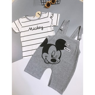 Set yếm mickey xám cho bé