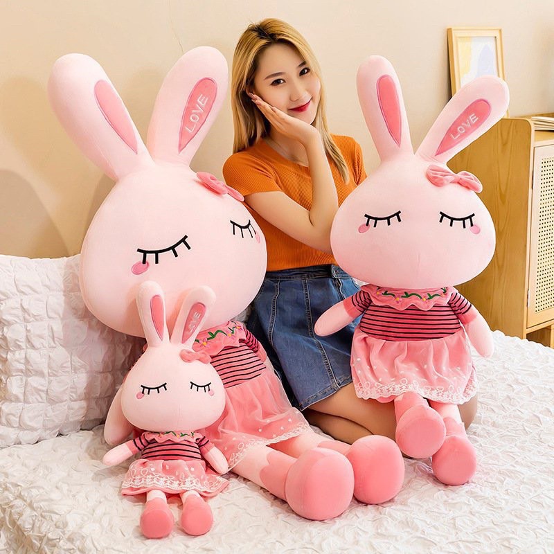 Thú Bông Thỏ Váy Hồng , Gấu Bông Thỏ Hồng Mặc Váy Đáng Yêu Dành Cho Bé Gái Nhập Khẩu Size 65Cm,85Cm