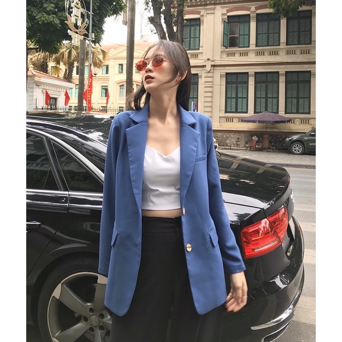 Áo blazer nữ 1 lớp dáng dài tay dài Huien Design thời trang công sở thanh lịch, áo vest nữ Hàn Quốc màu sắc | BigBuy360 - bigbuy360.vn