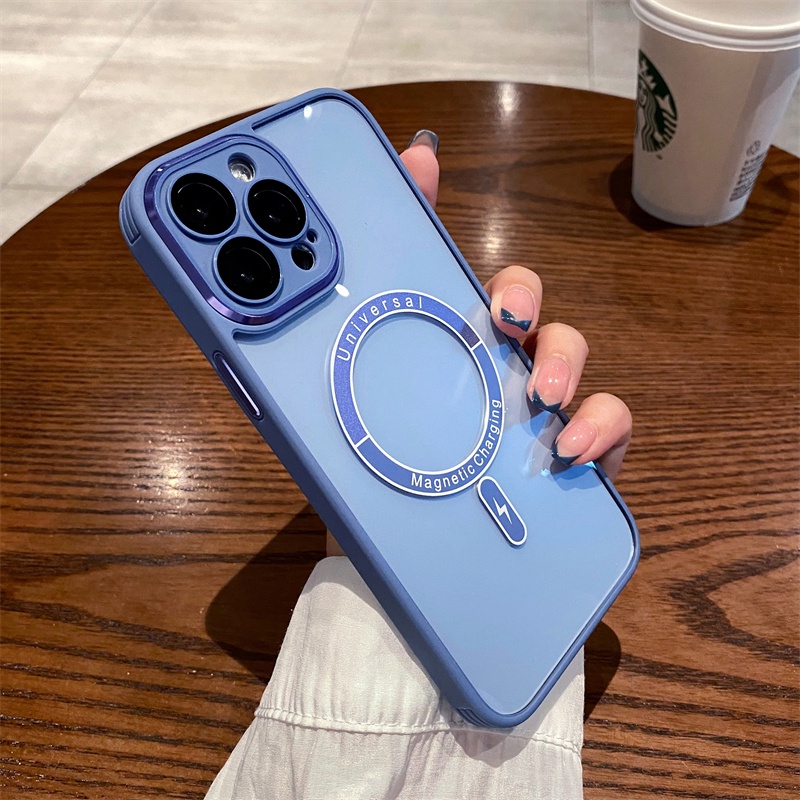 Ốp Điện Thoại Cứng Trong Suốt Từ Tính Có Túi Khí Chống Sốc/Rơi Cho iPhone 12 13 Pro Max ip11