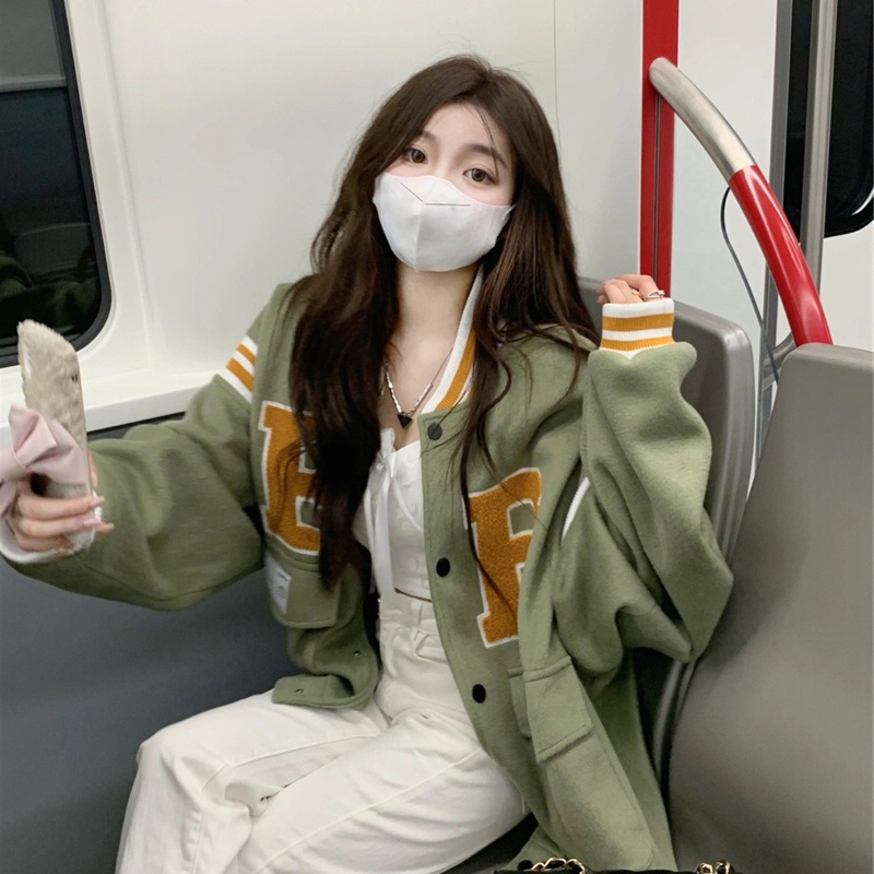 Áo Khoác Bóng Chày Dài Tay Thời Trang Hip hop Đường Phố Mỹ Cổ Điển Chất Lượng Cao