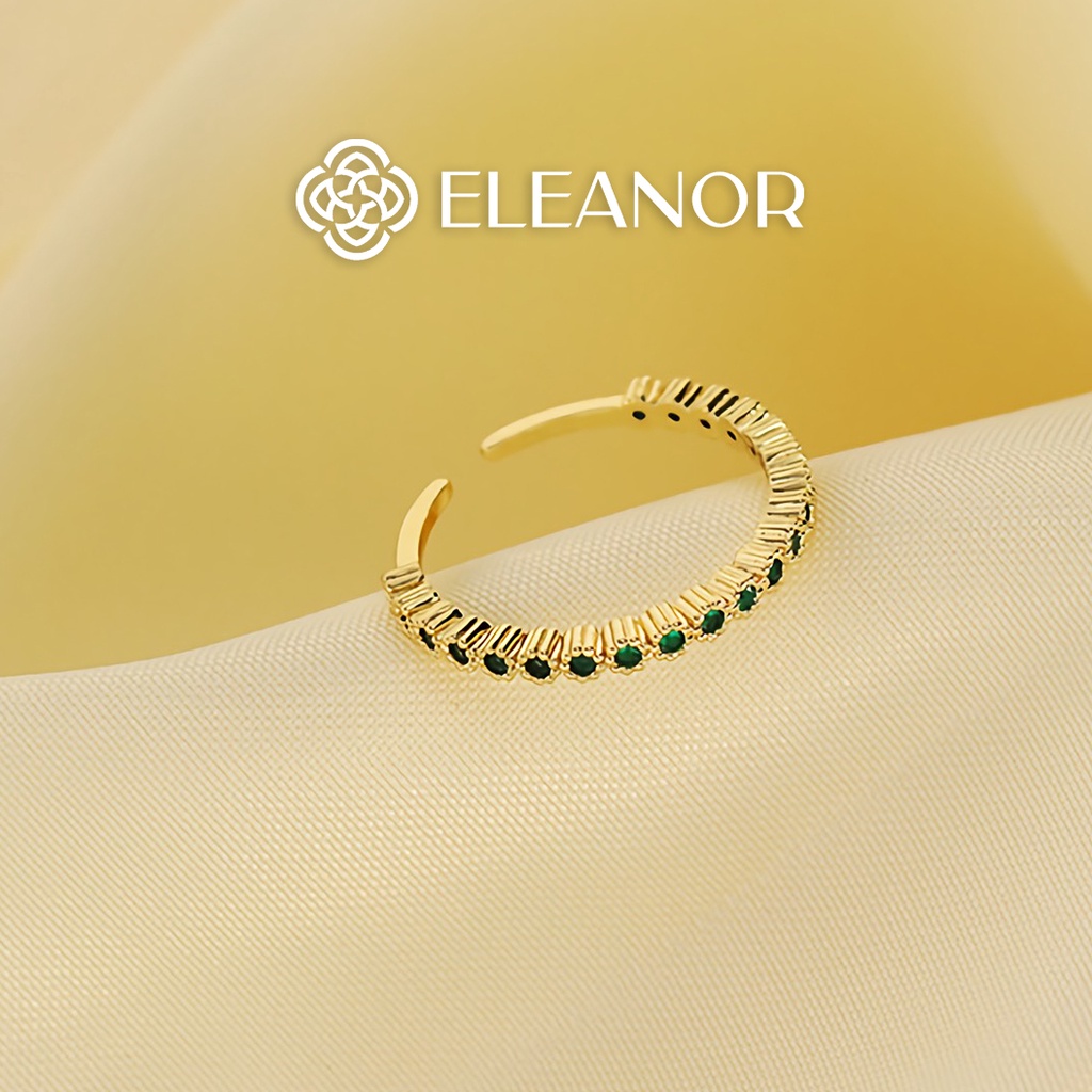 Nhẫn Bạc Eleanor Mạ Vàng 14K Đính Đá Xanh Mỏng Quý Phái SP002799