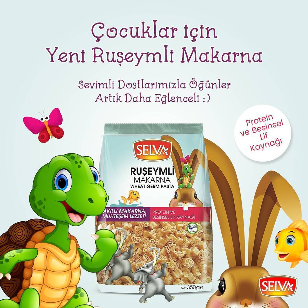 Nui mầm lúa mì/nui xoắn rau củ Selva 350g