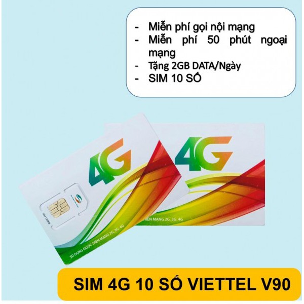 [FREE THÁNG ĐẦU] SIM 4G Viettel V90 Tặng 62GB Tháng và miễn phí gọi nội mạng - Viettel V90