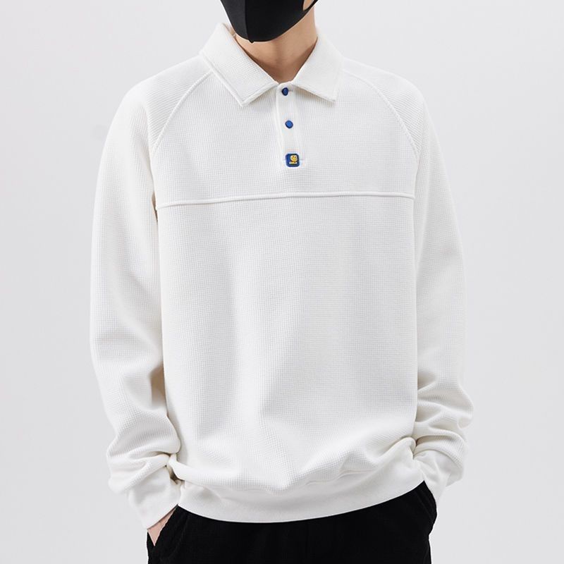 Áo Thun Polo Tay Dài Dáng Rộng Màu Đen Thời Trang Cho Nam