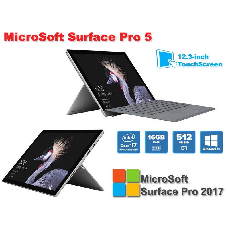 Laptop 2 in 1 Microsoft Surface Pro 5 Intel core I7 7660U Ram 16GB SSD 512GB LCD 12’5 3K.