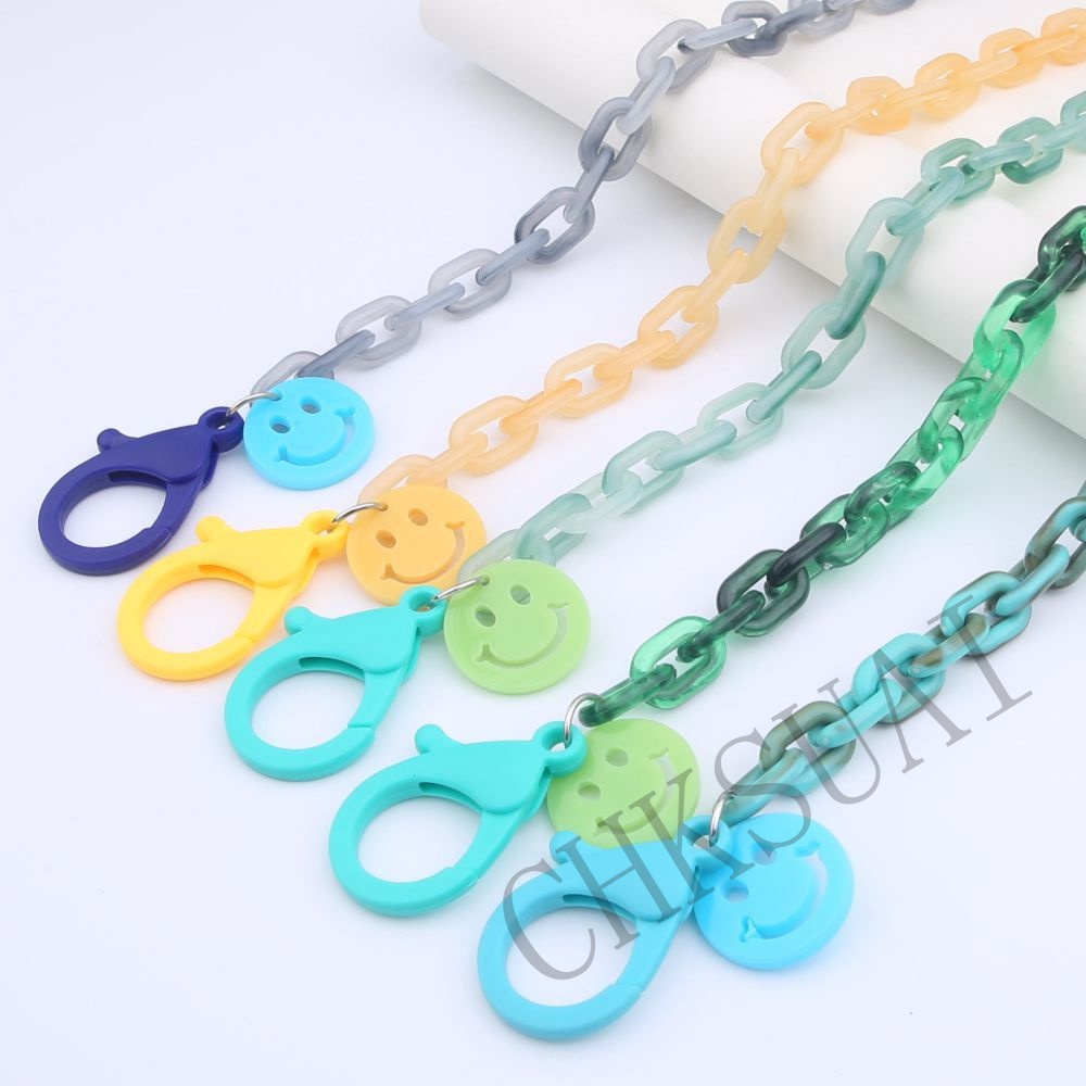 Dây Đeo Mắt Kính Bằng Acrylic Chống Trượt Chống Mất Hình Mặt Cười Dễ Thương Có Thể Điều Chỉnh