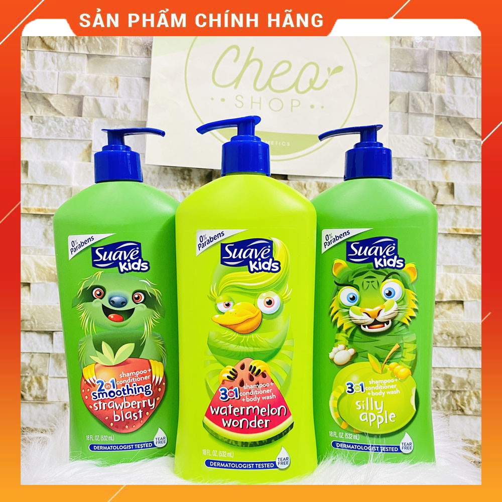 Sữa tắm gội xả Suave kid 3 in1 532ml