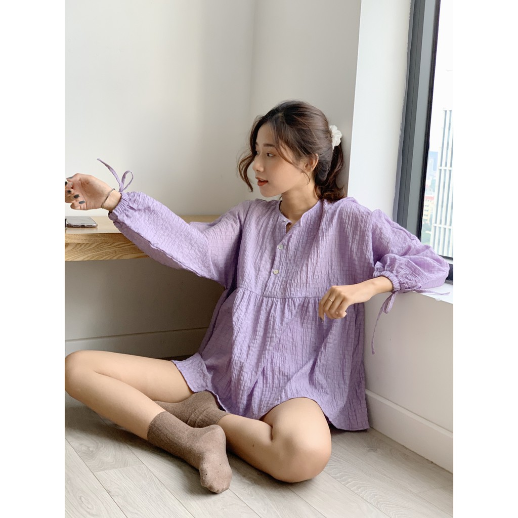 [Mã WASKT304 giảm 15% tối đa 30K đơn 99K] áo BBD cúc ngực vải nhún tầng TKA254 1994closet | BigBuy360 - bigbuy360.vn
