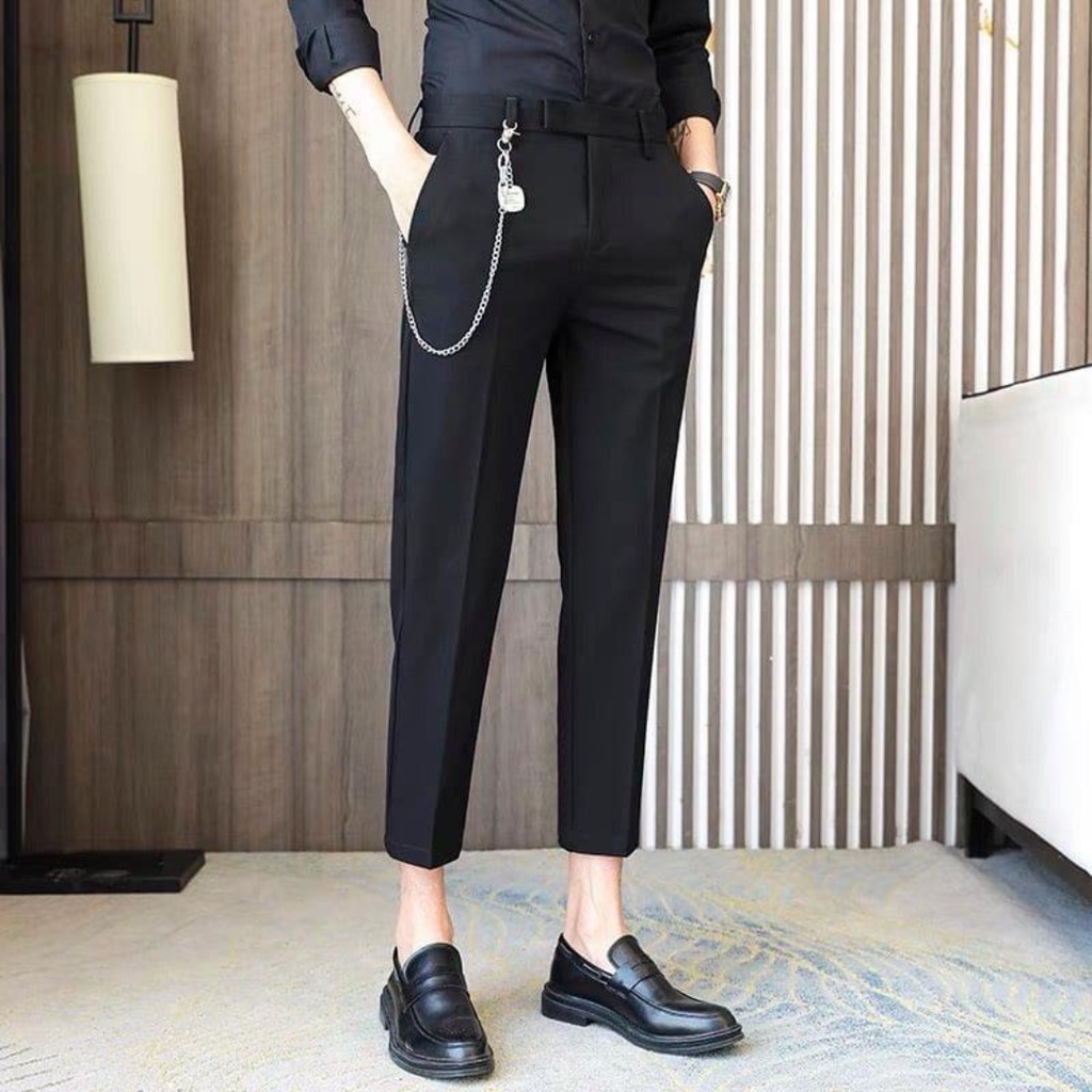 Quần Âu Nam Fom Hàn Quốc Mix Kèm Dây Xích - Cao Cấp - Lịch Lãm Phong Cách Mới