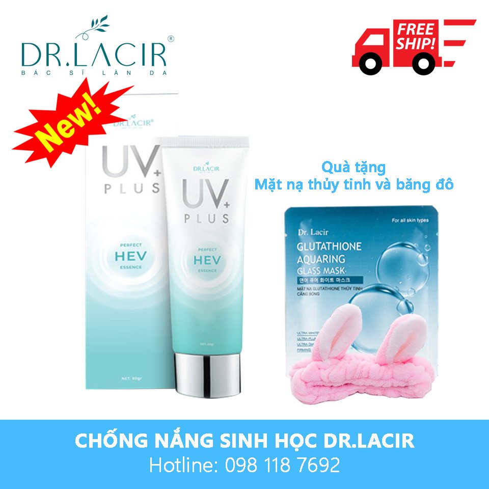 Chống Nắng Sinh Học Dr Lacir - Tặng mặt nạ thủy tinh căng bóng 70k