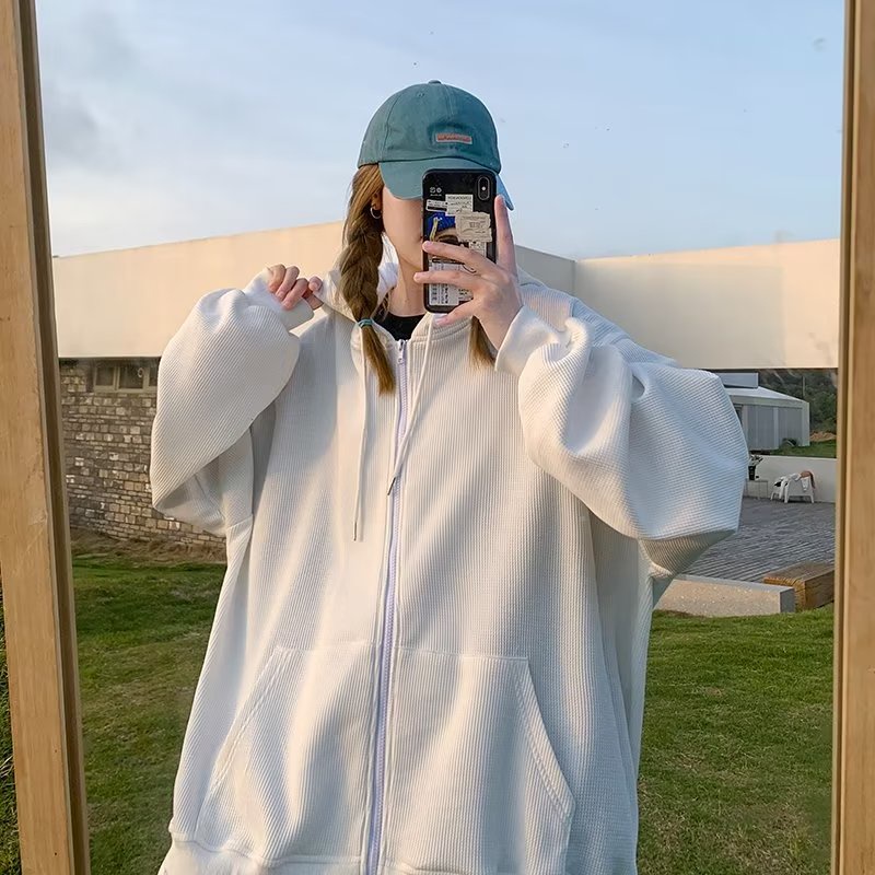 Áo Hoodie Màu Trơn Dáng Rộng Thời Trang Hàn Quốc Dành Cho Nam Nữ