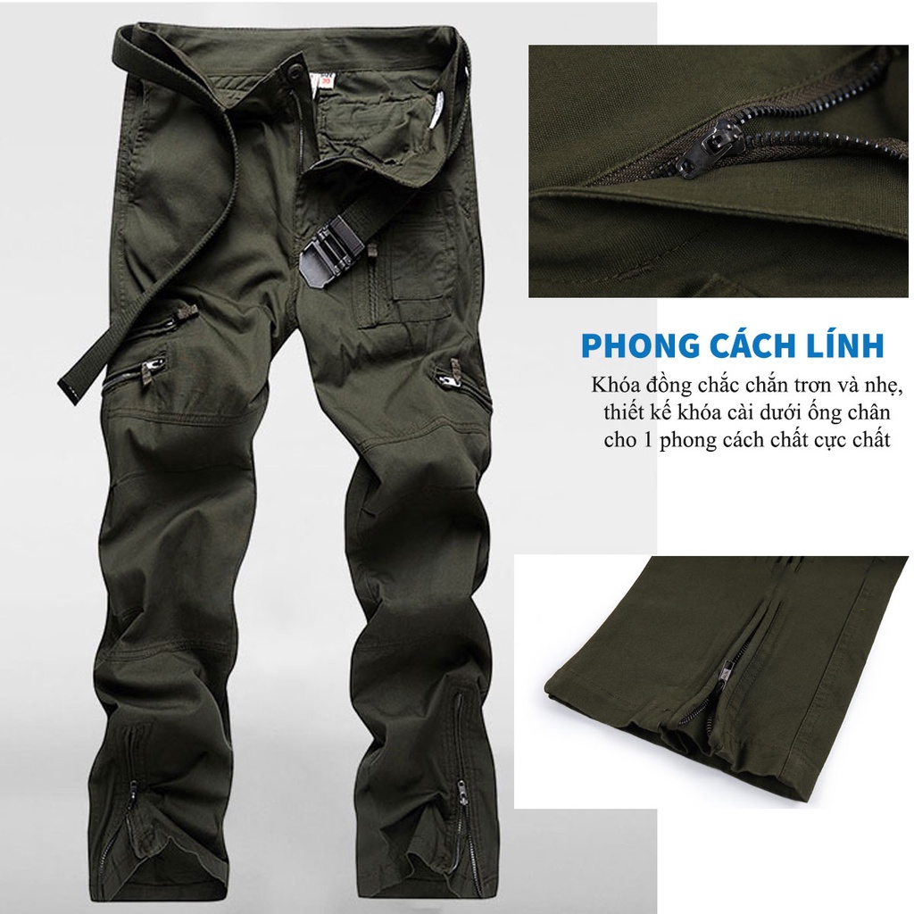 Quần Kaki Túi Hộp Nam Phong Cách Phượt Cực Ngầu Chuyên Phượt, Dã Ngoại, Thường Ngày