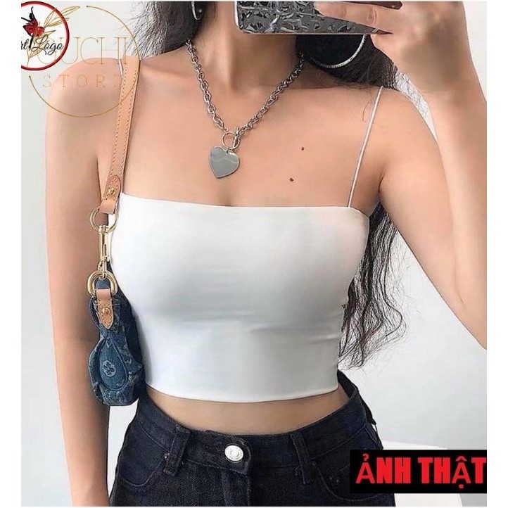 Áo Croptop 2 Dây Ôm Body Mặc Thoáng Mát Dễ Phối Đồ Phong Cách Trẻ Trung | Áo Bra Thun Tăm 2 Dây CT34 | Guchistore