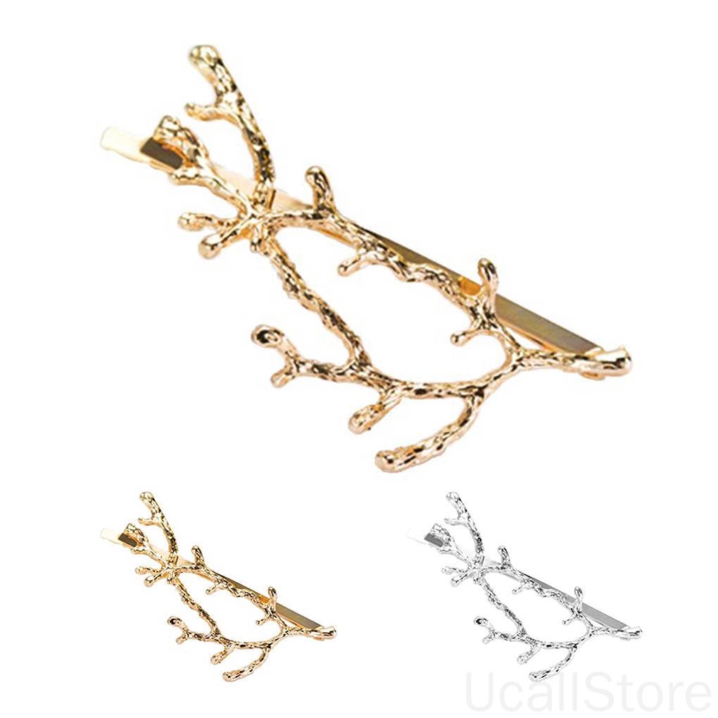 Kẹp Tóc Hình Cành Cây Bằng Hợp Kim Màu Vàng / Bạc Phong Cách Hàn Quốc Cổ Điển Dành Cho Nữ 1