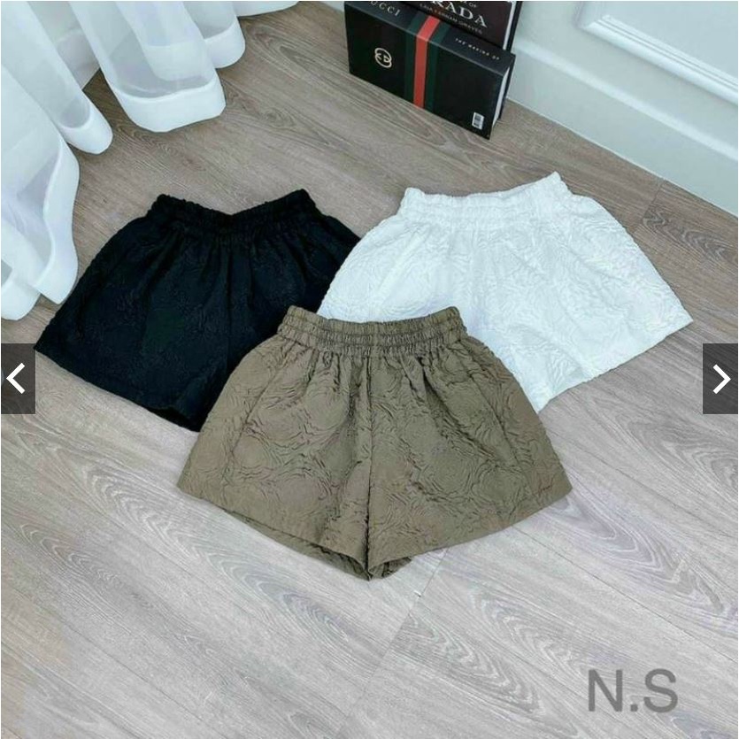 Quần đùi nữ 3D dập nổi phồng-3 màu