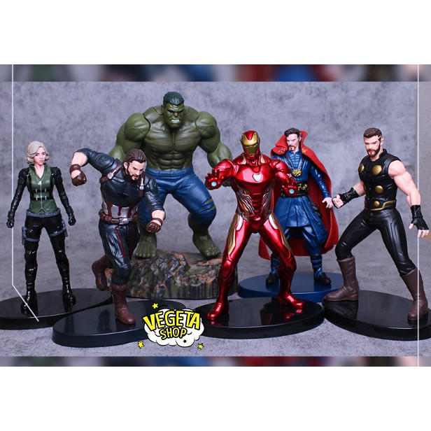 Mô hình Avengers - Siêu anh hùng Marvel Hulk Iron Man Captain Thor Doctor Strange Black Widow - Fullbox - 16~20cm