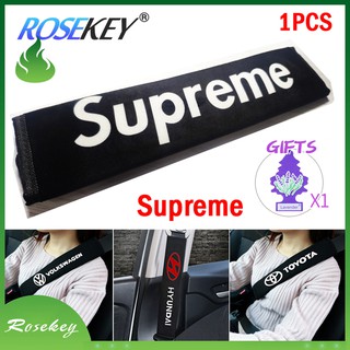 Đệm cotton họa tiết chữ Supreme bọc trang trí dây đai an toàn dành cho ô tô Honda Toyota Mazda ZT010