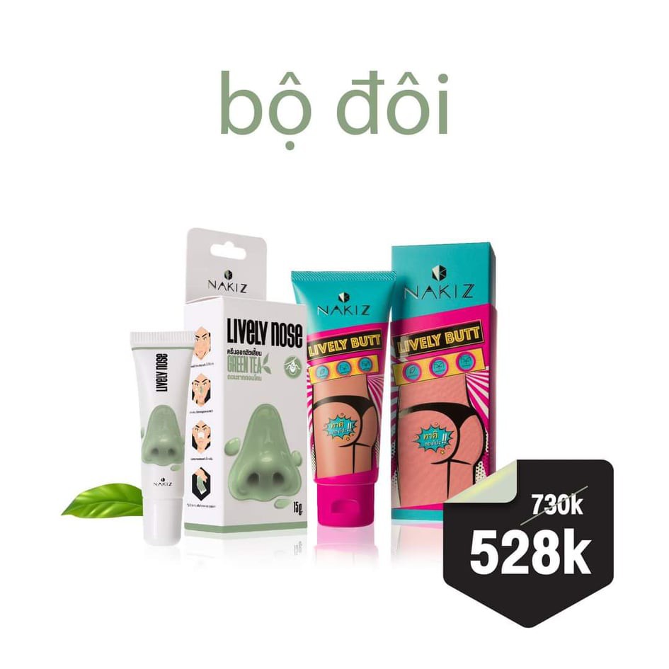 Giá ưu đãi Nakiz Lively - Bộ chăm sóc thâm & mụn Nakiz Butt & Gel lột mụn Nakiz Nose