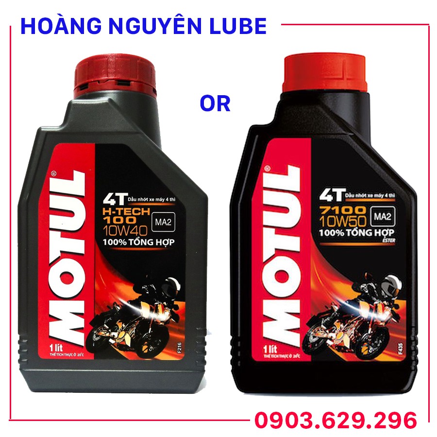 Dầu nhớt Motul 7100 10W50 và H-TECH 100 10W40 Tổng hợp 100%