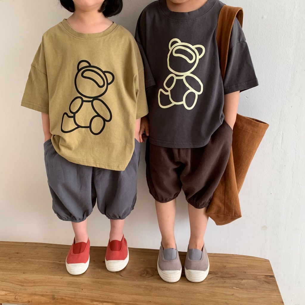 Áo Phông Gấu Màu Vintage Cho Bé Trai Bé Gái Shop Quần Áo Trẻ Em Phong Cách Hàn Quốc Moy Kids