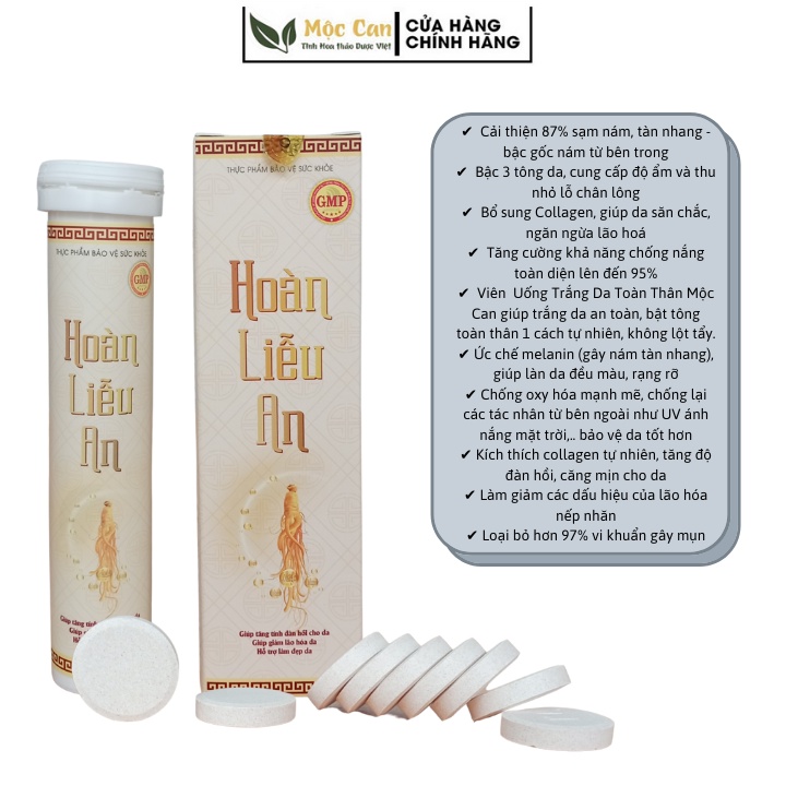 Viên uống collagen trắng da toàn thân Hoàn Liễu An, khử nám,tàn nhang giúp làn da trắng mịn tự nhiên lọ 20 viên