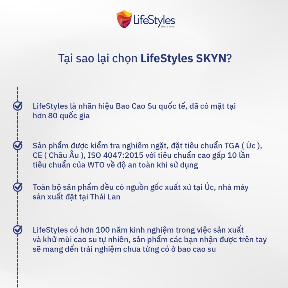 [Che Tên SP] Bao cao su LifeStyles SKYN Elite Non-latex siêu mỏng siêu mềm cao cấp 10 bao