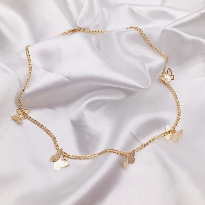 Choker Dây Chuyền Xích Nhiễn Nhỏ Hình 5 Con Bướm Kiểu Mới Cực Xinh - Vani Store [TS000360-O3]