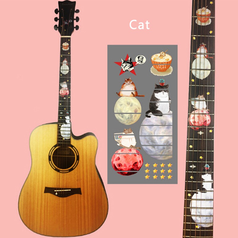 Miếng Dán Phím Đàn Guitar Bass Inlay DIY Hình Không Gian Vui Nhộn