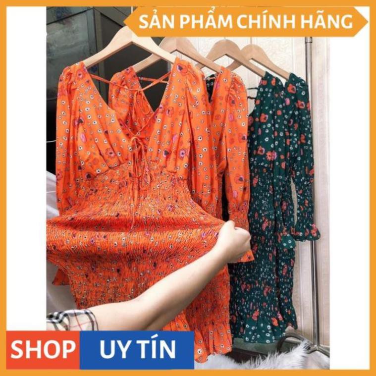 Đầm body tay dài phồng hở lưng cột nơ ( họa tiết hoa hơi khác mẫu nên có Video quay thật sp nhé khách) VADA -ĐB732  ྇ ྇