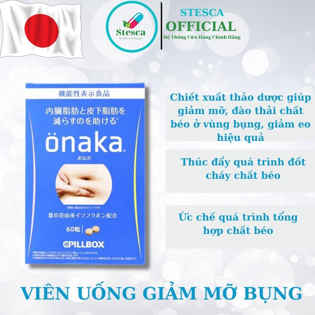 Viên Uống Giảm Mỡ Bụng Onaka Nhật Bản Hộp 60 Viên, Giảm Mỡ Bụng Hiệu Quả