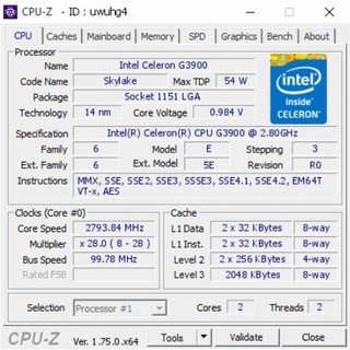 CPU G3900 2.8Ghz 2Mb tháo máy, socket 1151 Intel Celeron g9300 cũ