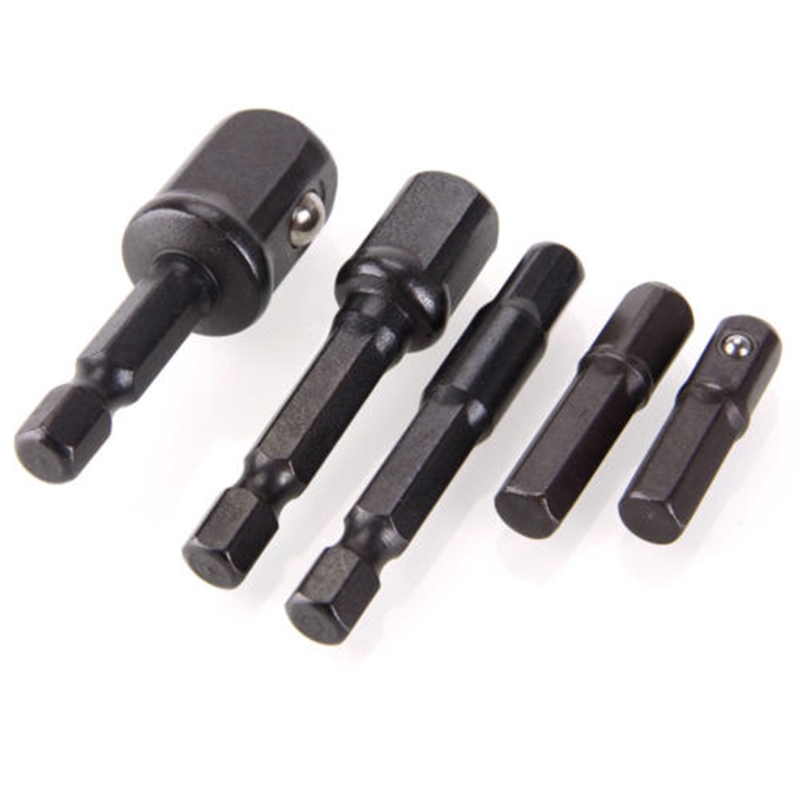 Set 5 phụ kiện chuyển đổi ổ cắm Hex sang 1/4&quot; 3/8 1/2 inch Ratchet bit cho tua vít