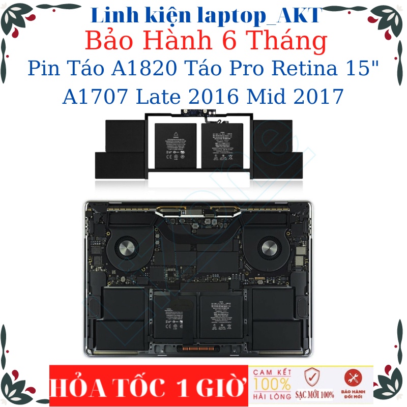Pin Laptop Táo A1820 dùng cho laptop Táo Pro Retina 15" A1707 Late 2016 Mid 2017