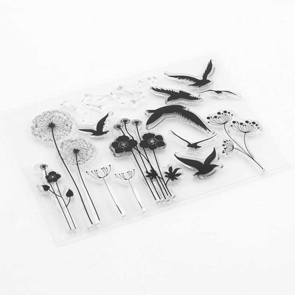 Con Dấu Silicon Trong Suốt Họa Tiết Hoa / Chim Xinh Xắn Dùng Để Trang Trí Album Tiện Dụng