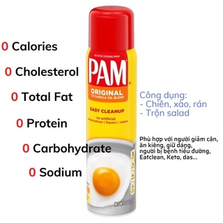 Dầu ăn kiêng dạng xịt PAM 12oz = 1200 lần xịt chính hãng Mỹ ăn kiêng giảm cân