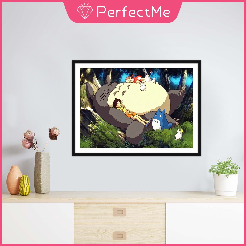 Bộ tranh đính đá 5D họa tiết hoạt hình Totoro xinh xắn kích thước 40X30cm DIY