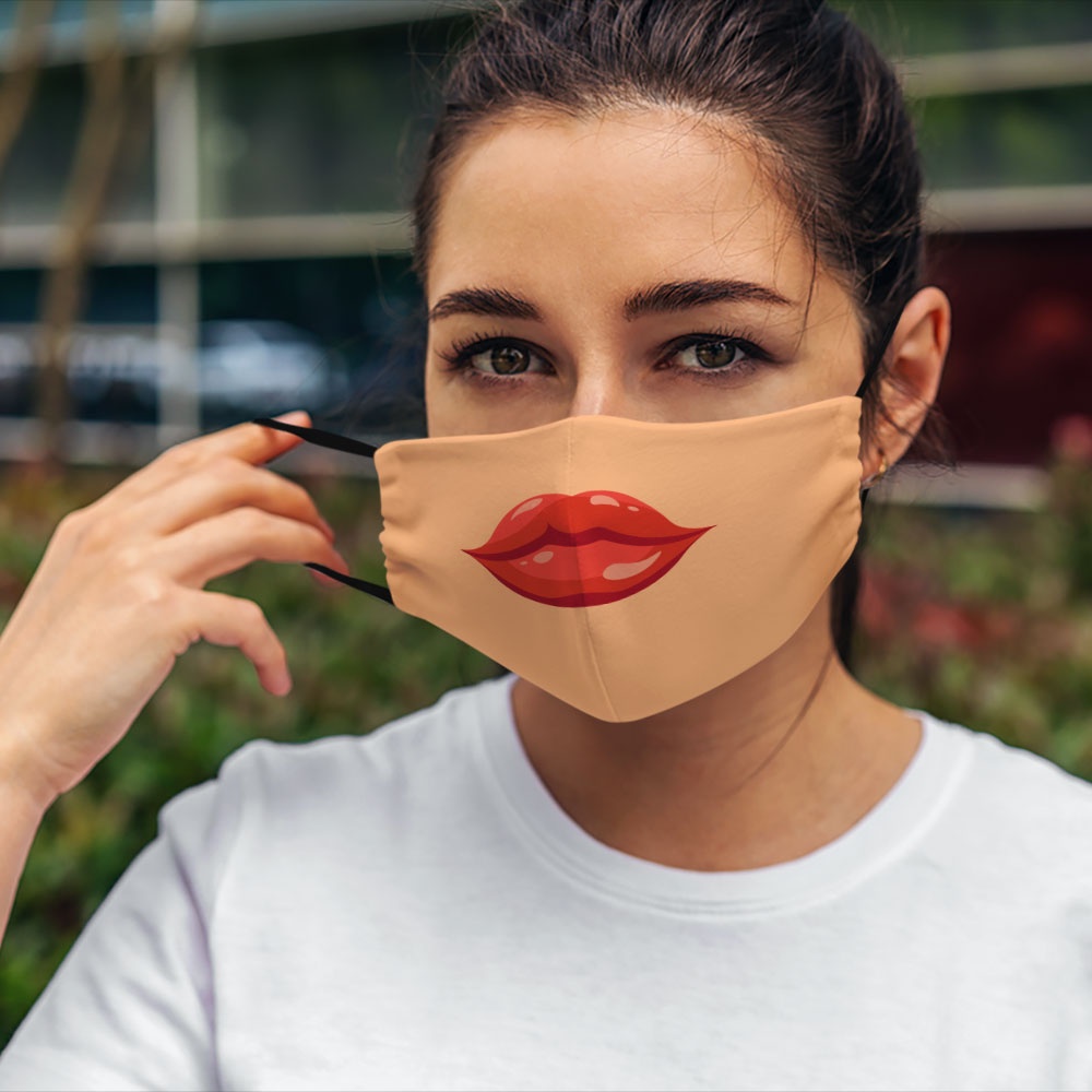 Khẩu trang vải 2 da Sexy Lips_3658 CARTWELL vải cotton 100% kháng khuẩn không đau tai dễ thở cho nam nữ