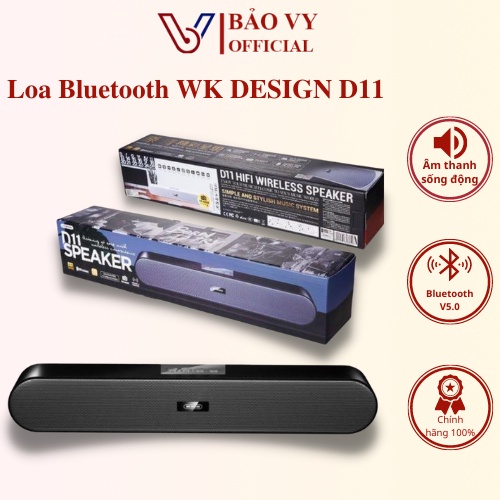 Loa bluetooth nghe nhạc WK DESIGN D11 Loa thanh mini bluetooth có thẻ nhớ USB kết nối máy tính bằng jack 3.5 - BAOVY