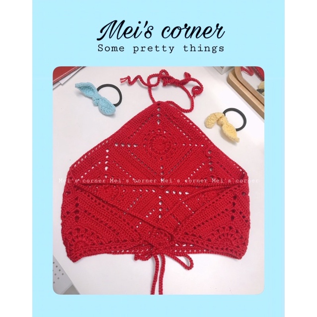 ÁO YẾM GHÉP Ô VUÔNG HOẠ TIẾT LEN MÓC HANDMADE- crochet croptop