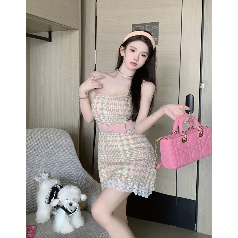 Áo Khoác Mùa Thu + Đầm Hai Dây Thắt Nơ Gợi Cảm Cho Nữ