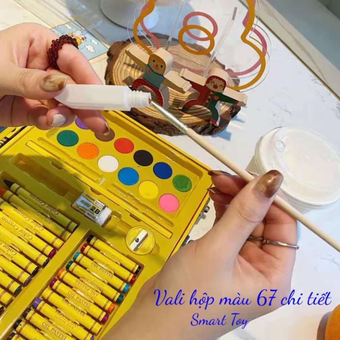 Vali bút màu 67 chi tiết vịt vàng G-DUCK hộp màu cho bé tập tô màu tập vẽ làm quà tặng Smar Toy