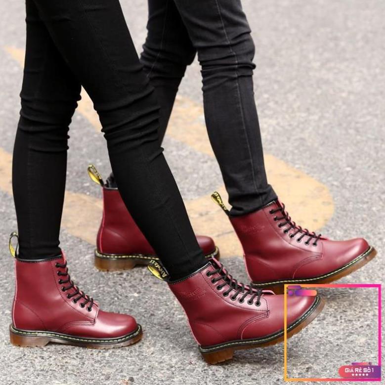 Giày bốt kiểu cao bồi Dr. Martens1460 màu trắng thời trang phong cách retro dành cho nam và nữ -po1